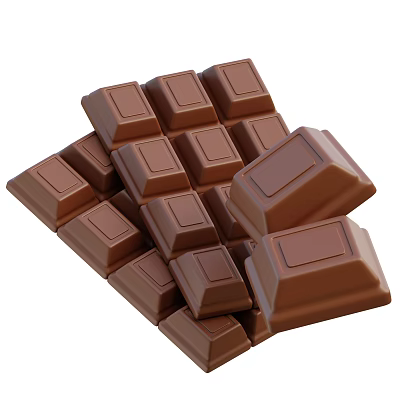 Stacked Square Chocolate Pieces With Rich Brown Color And Smooth Texture 3d model