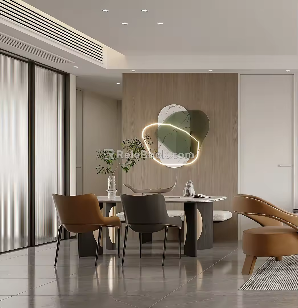 Modern Restaurant Dining Table Wall Decorations Simple Guest Restaurant 3d model