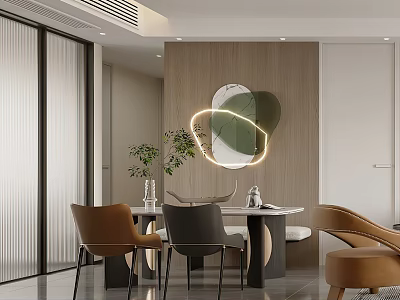Modern Restaurant Dining Table Wall Decorations Simple Guest Restaurant 3d model