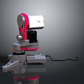 Computer Robotic Arm With Red And Silver Design Base And Cable Components 3d model