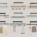 Modern Wall Mounted Metal Clothes Hangers With Hanging Dresses And Wardrobe Design