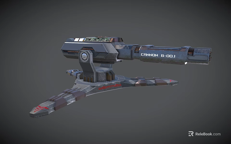 Futuristic Sci-Fi Weapon System With Gray Red Details And CINNDY B001 Design 3d model 