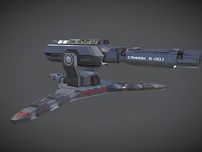 Futuristic Sci-Fi Weapon System With Gray Red Details And CINNDY B001 Design 3d model