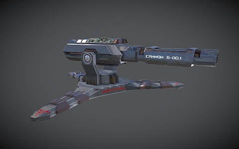 Modern sci-fi turret laser cannon kinetic energy cannon 3d model