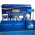 Blue Exhibition Booth Design With Multiple Display Screens And Seating Areas 3d model