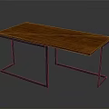 Stylish Modern Wooden Table With Brown Top And Black Metal Legs