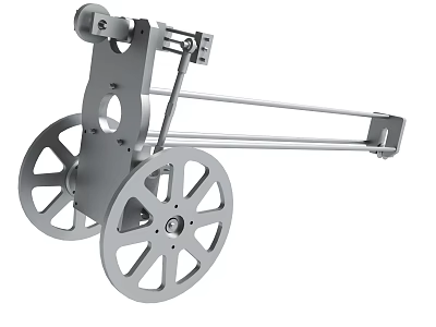 Gray Industrial Metal Mechanical Device With Large Wheels And Connecting Structure 3d model