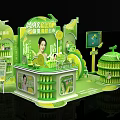 AMX Hami Melon New Product Launch Promotion Booth With Green Display And Shelves