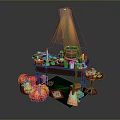 Enchanting Halloween Scenery With Pumpkin Apple Basket Broom Candles And Magic Cauldron