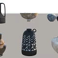 Various Ceramic Vessels With Different Designs Shapes And Textures For Home Decoration 3d model