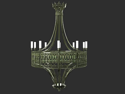 Elegant Ornate Chandelier With Intricate Metal Frame And Candle Lights 3d model