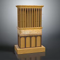 Golden Ancient Architectural Model With Multi Layered Structure Arched Doors And Columns