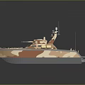 Camouflage Military Patrol Boat With Upper Superstructure Deck Antenna And Equipment