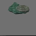 Cartoon Scene of Green Rock Platform With Circular Yin Yang Stone Slab on Top