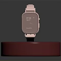 Stylish Modern Watch With Pink Strap And Square Dial Showing Time On Round Base 3d model
