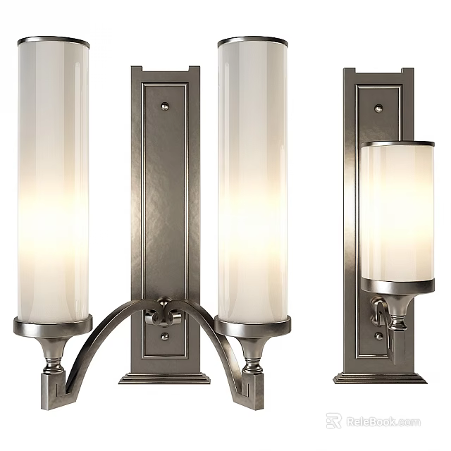 Modern Metallic Wall Sconces Featuring Glass Shades And Sleek Design Elements 3d model