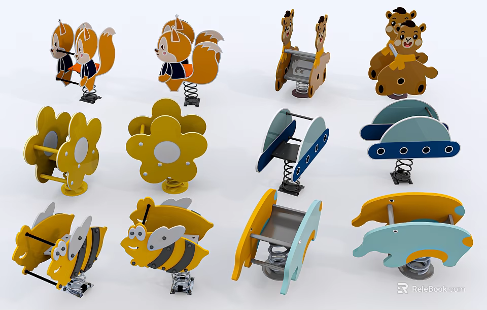 Colorful Animal Flower And Slide Shaped Blocks For Kids Play And Decorative Use 3d model 
