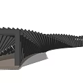 Modern Architectural Outdoor Pergola With Black Geometric Striped Curved Structure Design