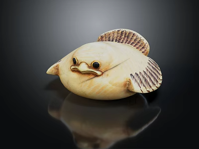 Flying Animal With Round Cream Colored Body And Dark Patterned Wings On Black Background 3d model