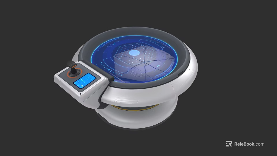Modern Interactive Entertainment Table With Round Blue Illuminated Surface And Control Panel 3d model 