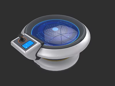 Modern Interactive Entertainment Table With Round Blue Illuminated Surface And Control Panel 3d model