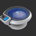 Modern Interactive Entertainment Table With Round Blue Illuminated Surface And Control Panel 3d model