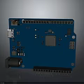Detailed Blue Circuit Board With Microchip Electronic Components Connectors And Resistors