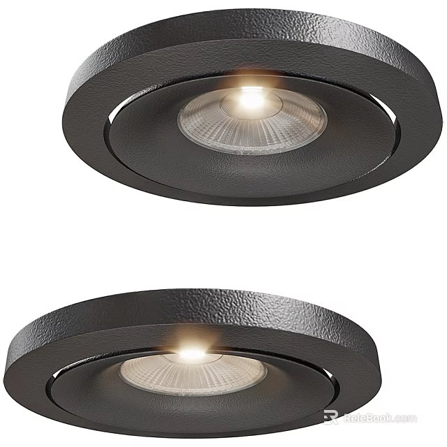 Modern Black Round Chandeliers With Textured Surface And Illuminated Warm Light 3d model