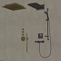 Modern Shower System With Rainfall Head Handheld Sprayer And Black Gold Controls