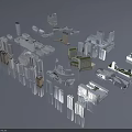 Residential Buildings in 3D Model Urban Cityscape With Various Architectural Structures 3d model
