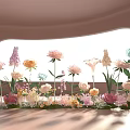 Colorful Flowers Arranged By Window With Soft Light And Decorative Blooms