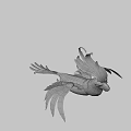 Game Animated White Parrot Character With Spread Wings And Yellow Head Feathers