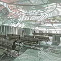 High-speed railway station Waiting Hall 3d model