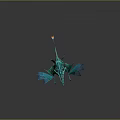 Mythical Teal Dragon Character with Vibrant Wings Red Horns and Dynamic Crouching Pose