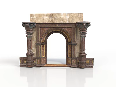 Ornate Classical Architectural Archway With Decorative Columns And Intricate Stone Carvings 3d model