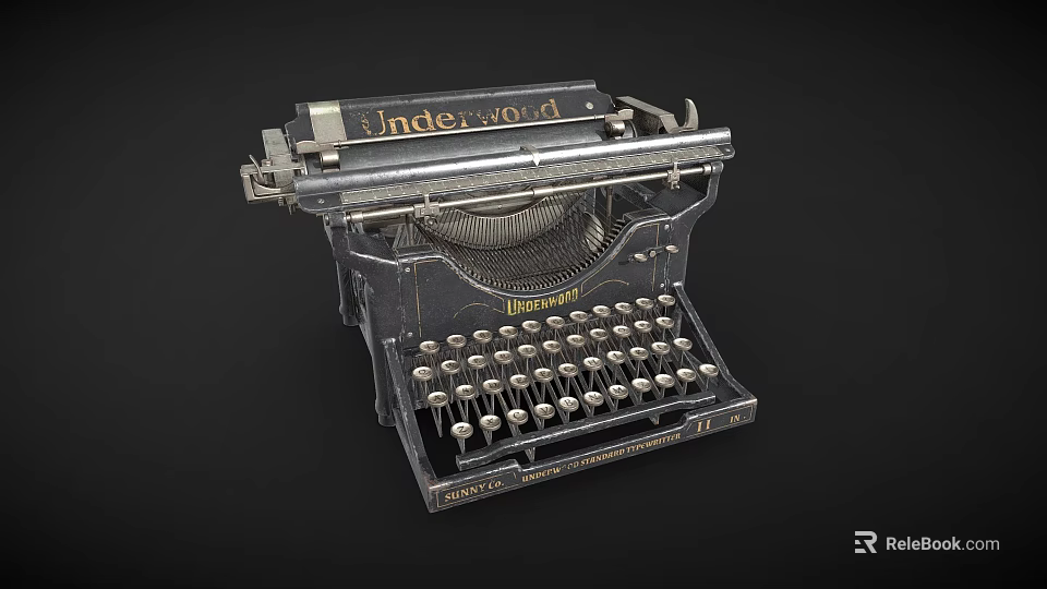 Vintage Underwood Typewriter with Retro Design and Metal Keys for Home Use 3d model 