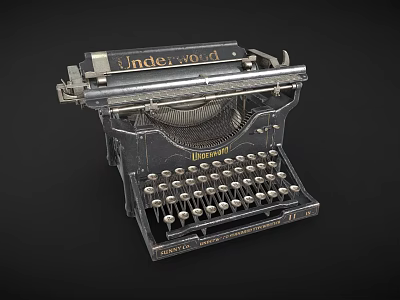 Vintage Underwood Typewriter with Retro Design and Metal Keys for Home Use 3d model