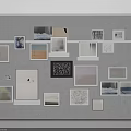 Photo Wall Decor With Various Frames Different Sizes Shapes Art Prints Photos On Gray Wall