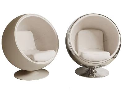 Spherical Bean Bag Chairs With Cream And Silver Design For Modern Living Room 3d model