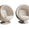 Spherical Bean Bag Chairs With Cream And Silver Design For Modern Living Room