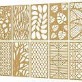 Decorative Room Dividers With Intricate Leaf Geometric And Wood Grain Patterns