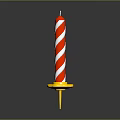 Decorative Red And White Striped Candle With Yellow Base Stand