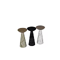 Modern Stylish Side Tables With Conical Bases And Various Materials In Black Beige White