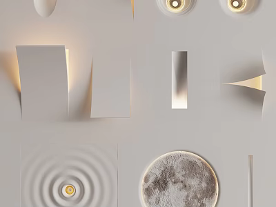 Modern Wall Lamps With Artistic Geometric Shapes And Soft Warm Lighting Effects 3d model