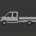 Silver Double Cab Van With Yellow Cargo Bed And Modern Commercial Design 3d model