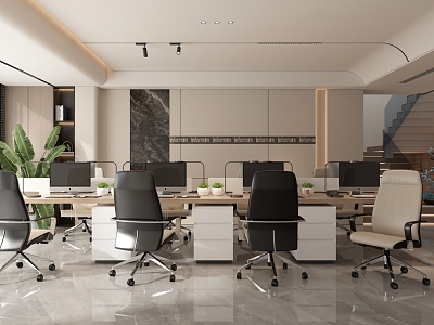 Office Hall Work Station Office Desk Public Office Area 3d model