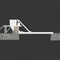 Industrial Processing System Structure With Conveyor Belts Stairs And Concrete Platform
