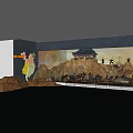 Cartoon Style Historical Scene Model Featuring Rock Formations Ancient Pavilion Figures And Col Israel Map