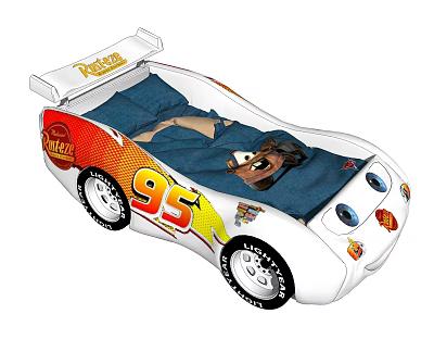 Lightning McQueen Themed Kids Bed with Racing Car Design Rust-eze Logo and 95 Number 3d model