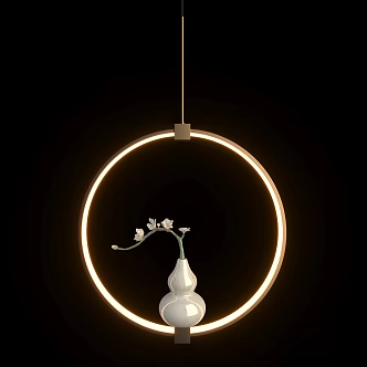 New Chinese Chandelier Hoist Single Head Round Chandelier 3d model